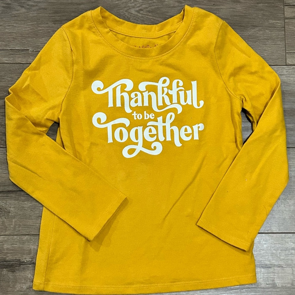 Cat & Jack “Thankful To Be Together” 4t Long Sleeve Long sleeve T Shirt Yellow